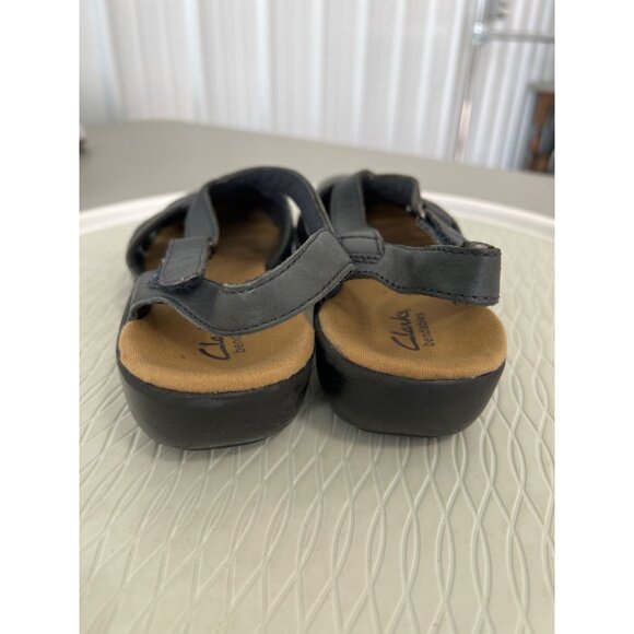 Clarks Bendables Ina Slingback Sandals Womens 8 Round Toe Black Leather Preppy - Picture 7 of 9